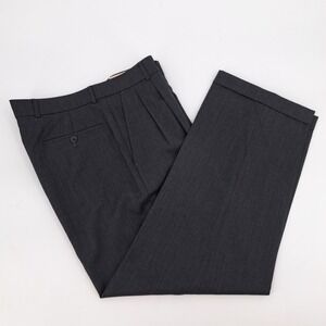 Ballin Classic Charcoal Super 120s Wool Pleated Dress Pants 34x28 Comfort Eze